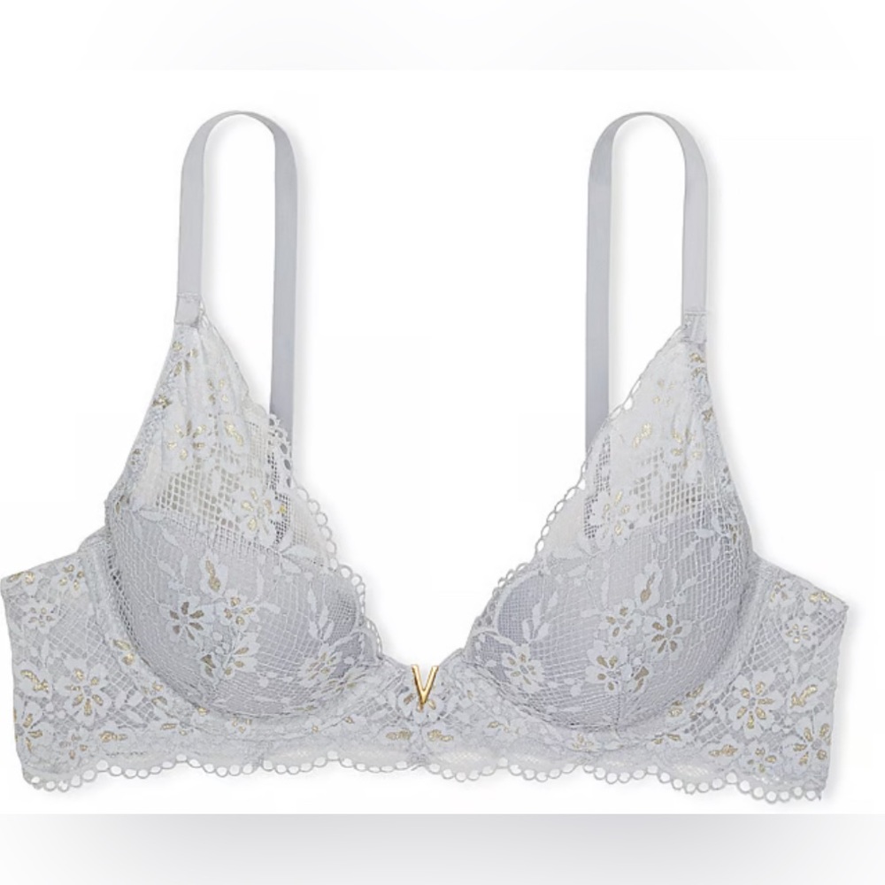 NWT: VS LOVE CLOUD Lightly Lined Lace Plunge Bra 34DD